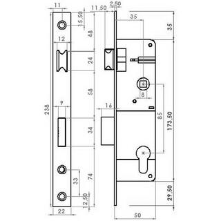 Κλειδαριά γλωσσού 35x85mm