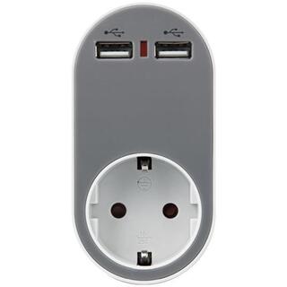 Αντάπτορας σούκο με 2 USB & προστασία επαφών