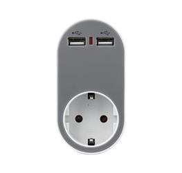 Αντάπτορας σούκο με 2 USB & προστασία επαφών